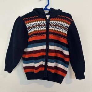 Gymboree Hooded Fair Isle Sweater 3T Full Zip Up Soft Lined